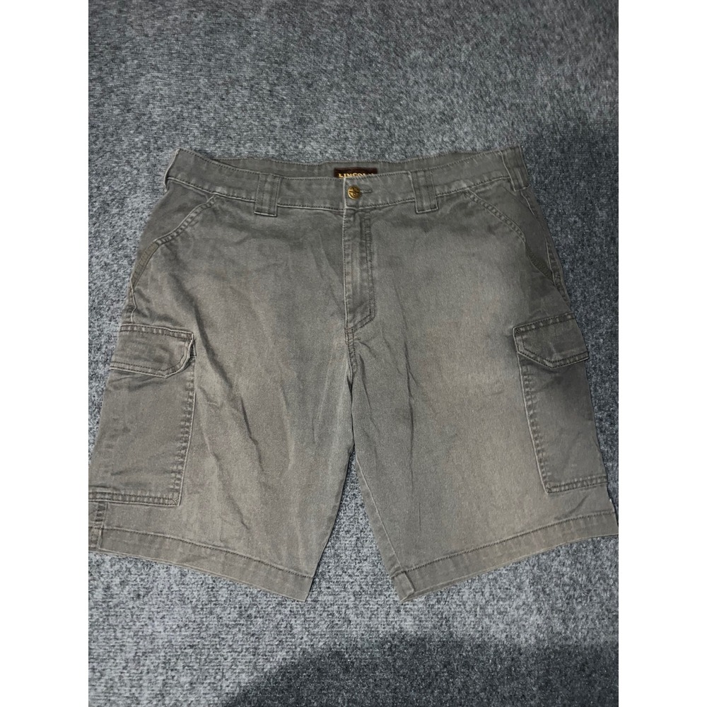Lincoln Outfitters Mens Cargo Shorts Size 36 Gray Cotton Blend Stretch Casual